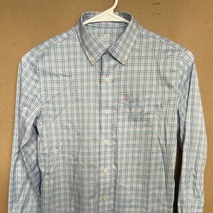 Southern Tide Boys Button-Down Shirt – Blue Plaid | Size L (12–14)